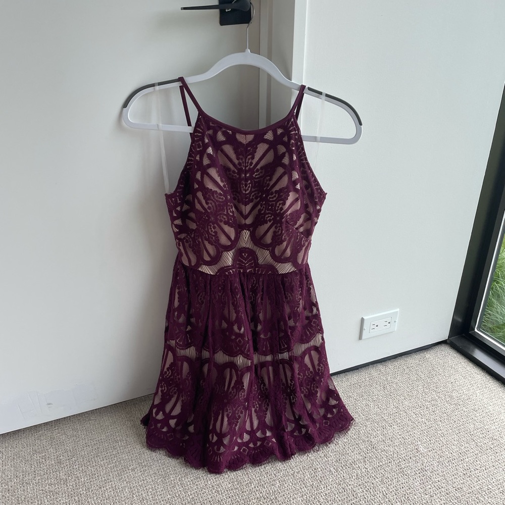 Dear Moon Maroon Lace Dress